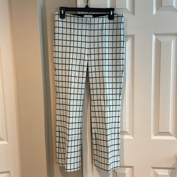 Anthropologie womens crop flare pants size S white with checked patter. - Picture 1 of 4